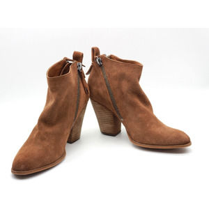 Dolce Vita Womens British Tan Suede Leather Zipper Short Ankle Boots Size 10